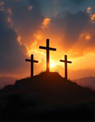 Golgotha at Dusk - A Vision of Sacrifice and Grace