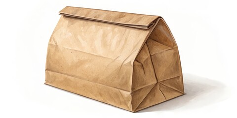 Brown Paper Lunch Bag Still Life, Food , Packaging