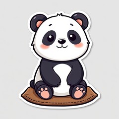 Naklejka premium Cute and Playful Cartoon Panda Character Sitting on a Cushion
