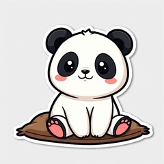 Fototapeta premium Cute and Playful Cartoon Panda Character Sitting on a Cushion