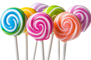 Colorful lollipops on transparent background