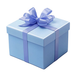 Obraz premium This image depicts a light blue present box with a matching ribbon and bow.