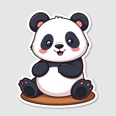 Cute and Playful Cartoon Panda Character Sitting on a Cushion