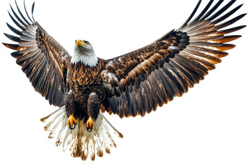 Fototapeta premium Majestic eagle soaring with widespread wings in flight