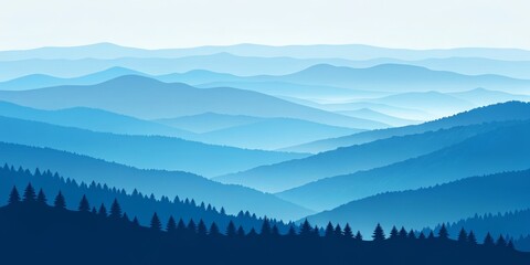 Obraz premium Blue Mountains Landscape, Illustration,Nature ,Scenery