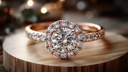 Exquisite diamond halo engagement ring