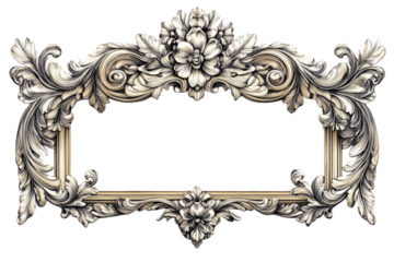 Ornate floral frame design with transparent background