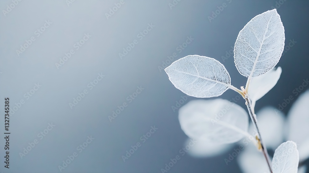 Aufkleber Delicate translucent leaves with fine details illuminated against a soft blurred background for artistic flair : Generative AI