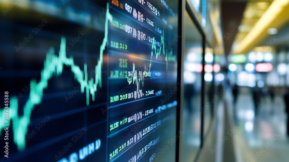 Leinwandbilder Stock market in action with digital graphs showing financial data and trends on screens : Generative AI