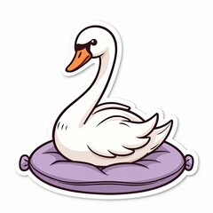 Fototapeta premium White swan silhouette on black water, a nature icon