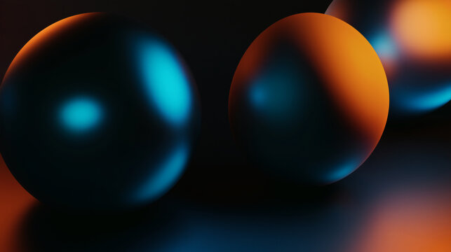 Abstract macro spheres with vivid orange and blue color contrast create depth for innovative digital transformation campaigns