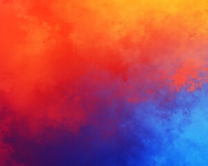 Obraz premium Dynamic hue blend backdrop with shades of azure, scarlet, and amber for creative poster and banner art, incorporating textural and grain