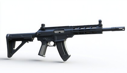 Modern military firearm stance ultra-HD rifle detail solid white transparent vector