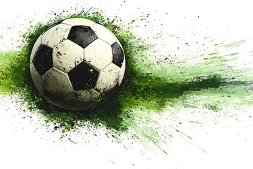 Abstract Soccer Ball Design Green Splash Art, Football Background Illustration