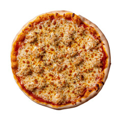 Cheesy Pizza on Wooden Platter Isolated on White Background. PNG transparent.	

