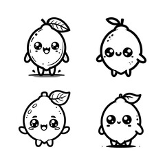 Cute Cartoon Lemon Silhouette Vector Set &ndash; Fun Citrus Fruit Icons