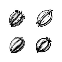 Star Fruit Silhouette Vector Set &ndash; Exotic Tropical Carambola Icons