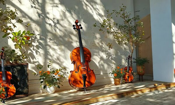 serene arrangement of musical instruments violin ect orbit left video