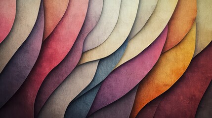 Obraz premium Colorful layered pattern: Abstract color gradient with an artistic and modern feel, perfect for backgrounds, wallpaper, or design projects. The waves of colors evoke feelings of serenity, elegance.