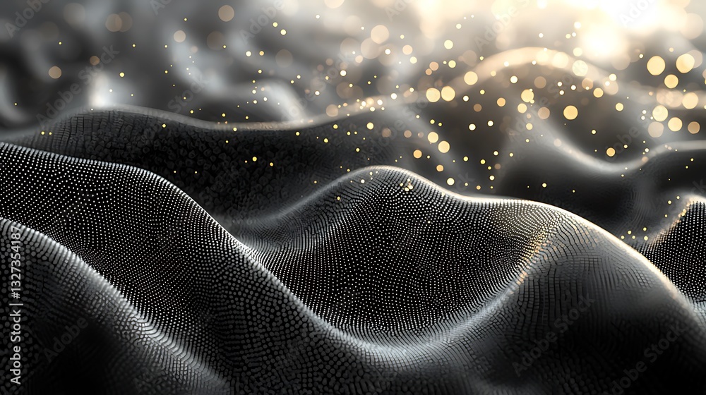 Poster Dark Gray Abstract Background with Gold Shimmering Particles