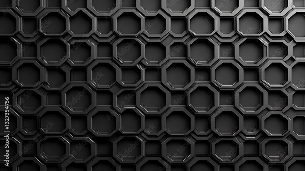 Aufkleber Dark Gray Octagon Geometric Pattern Texture Background