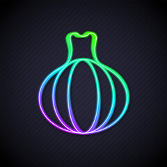 Glowing neon line Onion icon isolated on black background. Vector