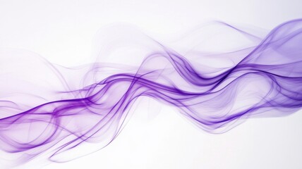 Elegant purple smoke flows gracefully against a clean background, creating a soothing abstract display in soft curves and swirls