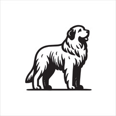 Fototapeta premium Simple Great Pyrenees Standing Vector Icon – Vintage Logo & Retro Illustration