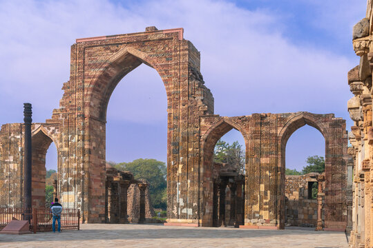 The Qutb Minar (Qutub Minar or Qutab Minar) is a minaret and victory tower comprising the Qutb complex and the main tourist magnet in New Delhi, the capital of India - New Delhi, India