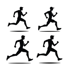 Dynamic Running Illustrations - Black and White Athlete Graphics