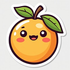 Fototapeta premium Smiling cartoon orange with colorful food elements