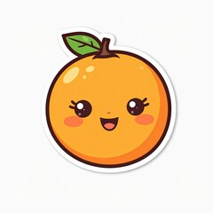 Smiling cartoon orange with colorful food elements