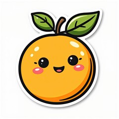 Obraz premium Smiling cartoon orange with colorful food elements