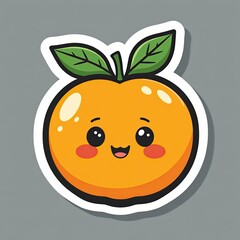 Obraz premium Smiling cartoon orange with colorful food elements