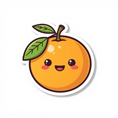 Obraz premium Smiling cartoon orange with colorful food elements