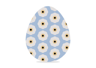 Easter Egg Decorated with Flower Ornament Cartoon Illustration.