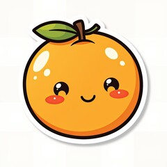 Obraz premium Smiling cartoon orange with colorful food elements