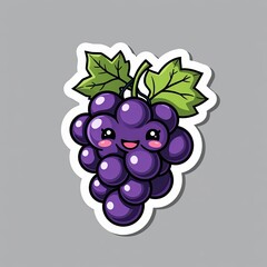 Vector illustration of a bunch of ripe grapes with leaves