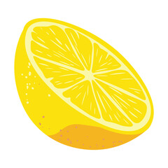 A bright yellow lemon with a textured peel. This vector illustration is perfect for food and citrus-themed designs.
