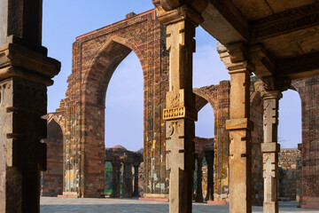 The Qutb Minar (Qutub Minar or Qutab Minar) is a minaret and victory tower comprising the Qutb complex and the main tourist magnet in New Delhi, the capital of India - New Delhi, India