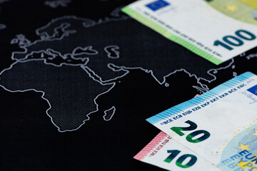 images of banknotes from various countries. euro photos.