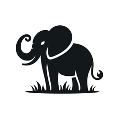 Stylized Elephant Logo Design - Black and Orange Artwork