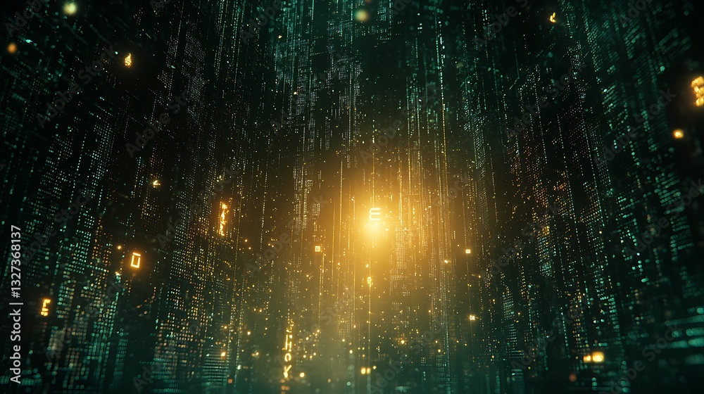 Poster Digital Data Stream Abstract Visualization
