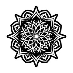 A filled style icon of mandala art symbol