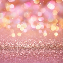 Pink background with bokeh texture. Holiday background. Defocused colorful background with bokeh glitter abstract
