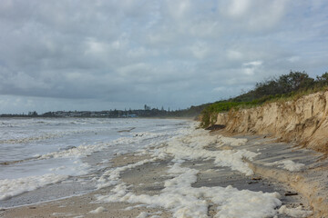Kingscliff Beach erosion and storm damage from Cyclone Alfred, Northern Rivers, New South Wales, Australia