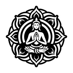 A filled style icon of yoga practice symbol