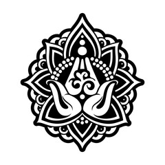A filled style icon of yoga symbol
