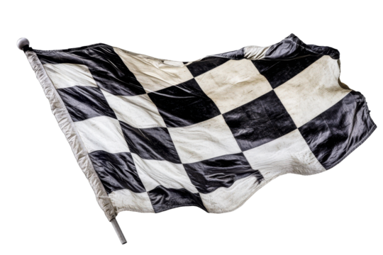 Black and white checkered flag waving in the wind
