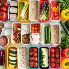 Colorful Meal Prep with Fresh Produce and Healthy Ingredients